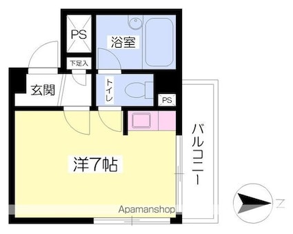 ヴィラ・アンソレイエ南江戸[1R/20.38m2]の間取図