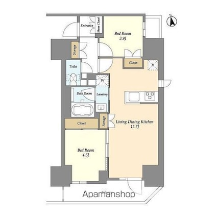 グランカーサ船堀Ⅱ[2LDK/50.4m2]の間取図