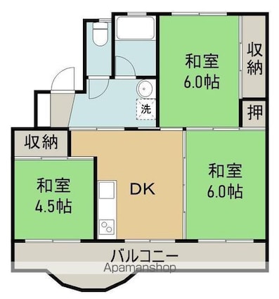 ピース・コーポラス瀬戸　Ⅰ[3DK/55.79m2]の間取図
