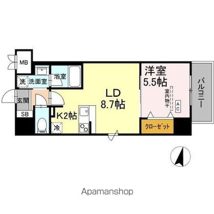 （仮）ＤーＲＯＯＭ木町通一丁目[1LDK/39.89m2]の間取図