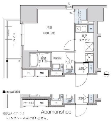 パークアクシス新栄[1K/28.71m2]の間取図