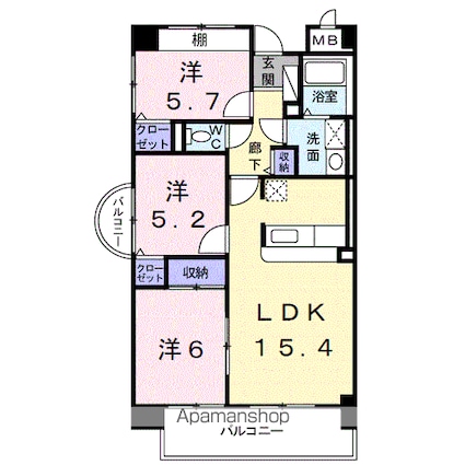 和歌山県和歌山市紀三井寺[3LDK/70.57m2]の間取図