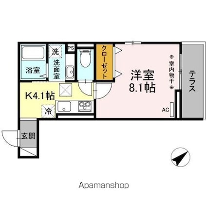 東京都八王子市大塚[1K/30.29m2]の間取図