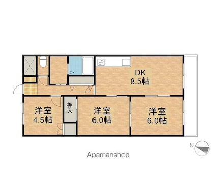 Ａｐｉａｎｔ｀華[3DK/58m2]の間取図