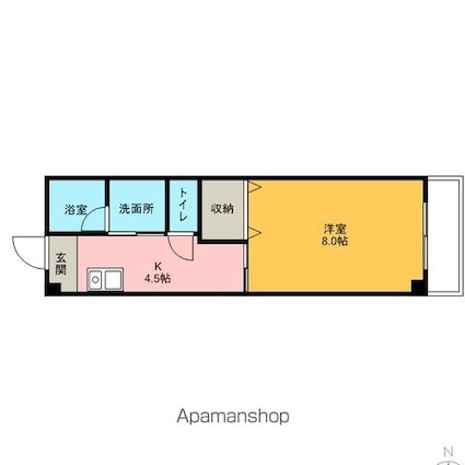 アパートメント膳所[1K/28.32m2]の間取図