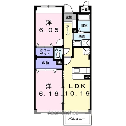 プロスペリティ・弐番館[2LDK/52.49m2]の間取図