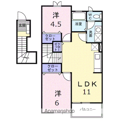 メゾン山水[2LDK/51.67m2]の間取図