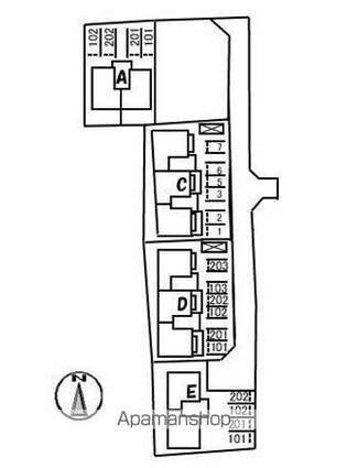 フレグランスＡ・Ｓ　Ｃ棟[2K/42.98m2]の配置図