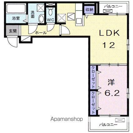 フルール彦根[1LDK/45.8m2]の間取図
