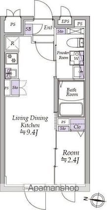 アトリオフラッツ高円寺ノース[1DK/28.15m2]の間取図
