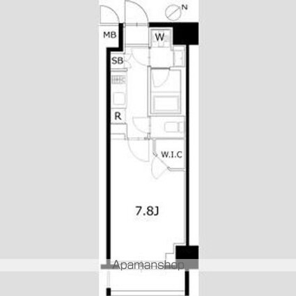 ケーディーエックスレジデンス豊洲[1K/25.95m2]の間取図