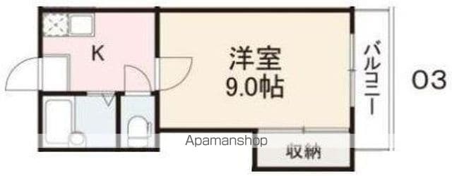 香川県高松市林町[1K/23.76m2]の間取図