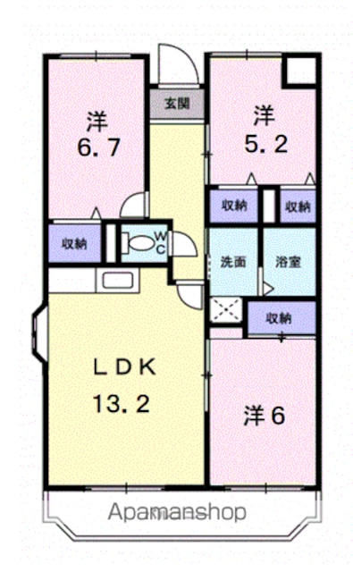 ランデックス恵[3LDK/70.85m2]の間取図