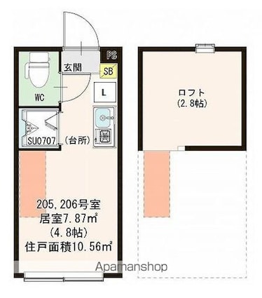 東京都杉並区久我山２丁目[1R/10.56m2]の間取図