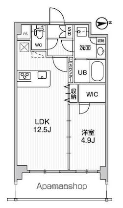 ＡＬＴＥＲＮＡ墨田[1LDK/43.86m2]の間取図