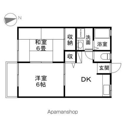 ラ・メゾンひまわり[2DK/40.29m2]の間取図