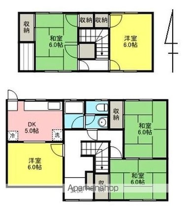 池畑屋島西町借家　北[5DK/98.37m2]の間取図