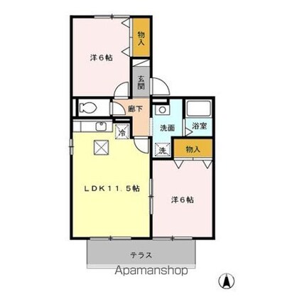 メゾンＨＡＹＡＫＡＷＡ[2LDK/54.65m2]の間取図