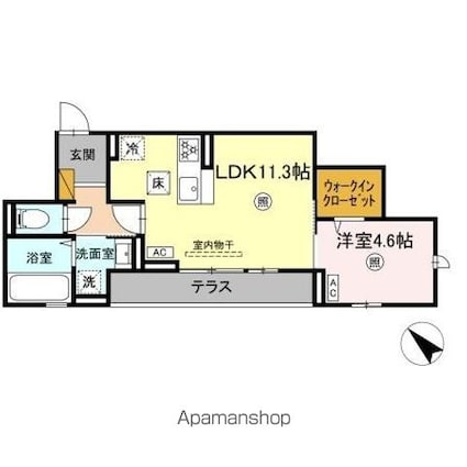 レ・セーナ八幡[1LDK/40.13m2]の間取図