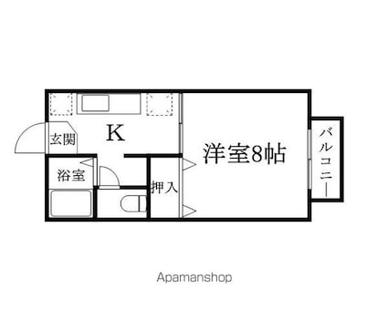 宮城県仙台市若林区文化町[1K/26m2]の間取図