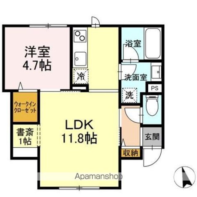 グリーンヒルズ池尻[1LDK/41.23m2]の間取図