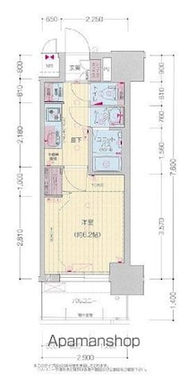 プレサンス太閤通駅前デュプル[1K/22.04m2]の間取図