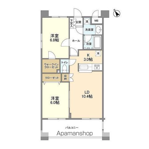 横浜市鶴見区下野谷町のマンションの間取り