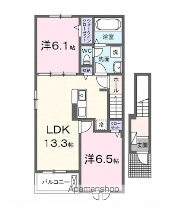 ラフィネⅢ[2LDK/59.55m2]の間取図