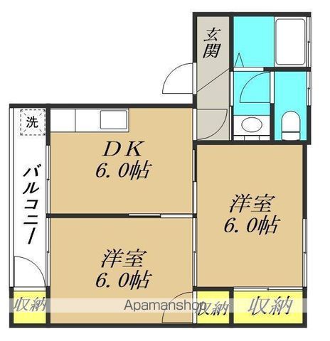 コーポ土居の内 2 ｜ 福岡県久留米市合川町2034-1（賃貸アパート2DK・2階・40.00㎡） その2