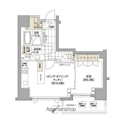 パークハビオ渋谷[1LDK/41.02m2]の間取図