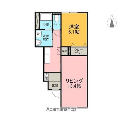 サニーフラット・Ｋ[1LDK/45.2m2]の間取図