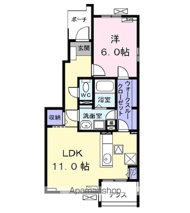 ベル・グラース　Ｄ[1LDK/47.18m2]の間取図
