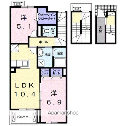 リヴェール聖[2LDK/64.58m2]の間取図
