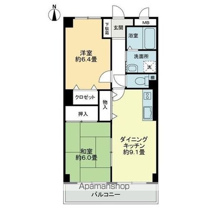 香川県高松市多肥下町[2DK/51.3m2]の間取図