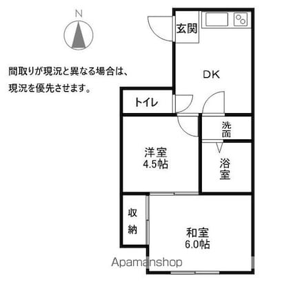 サンハイツ岡田[2DK/38.25m2]の間取図