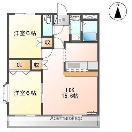 岐阜県可児市川合[2LDK/58.32m2]の間取図