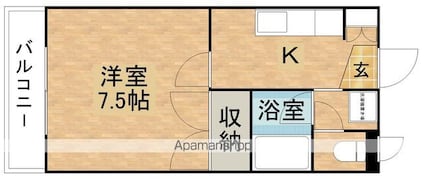 ガーデンクレスト[1K/24.5m2]の間取図