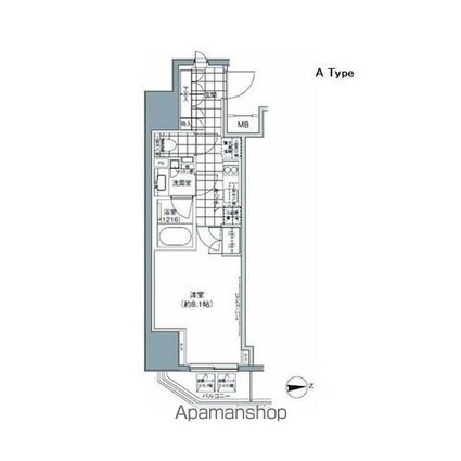 パークハビオ上野３丁目[1K/29.44m2]の間取図