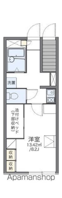 レオパレスリバーサイド上砂[1K/23.71m2]の間取図