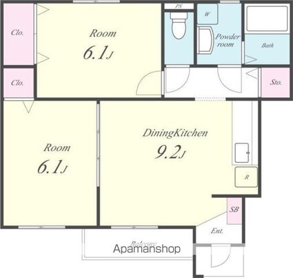 シェソワポプリ[2DK/49.06m2]の間取図