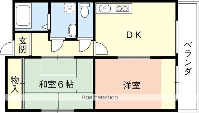 和歌山県和歌山市黒田[2DK/43.3m2]の間取図
