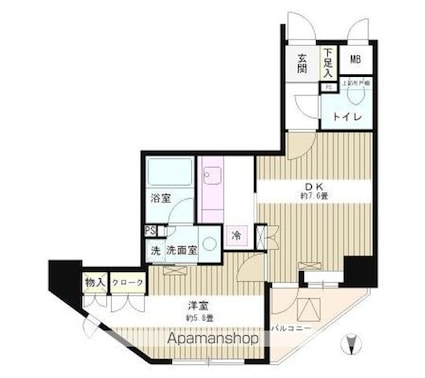 東京都新宿区新宿７丁目[1LDK/38.71m2]の間取図
