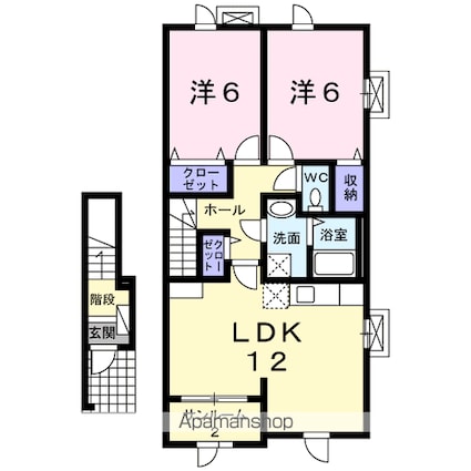 サンリットビュー・コヤマ　Ⅲ[2LDK/64.03m2]の間取図