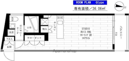 グランドコンシェルジュ都立大学[1R/36.06m2]の間取図