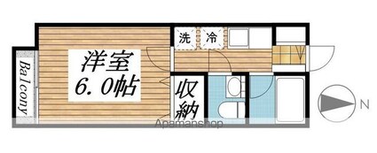 東京都世田谷区赤堤４丁目[1K/20.46m2]の間取図
