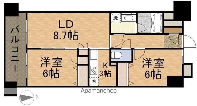 東京都立川市曙町２丁目[2LDK/54.07m2]の間取図