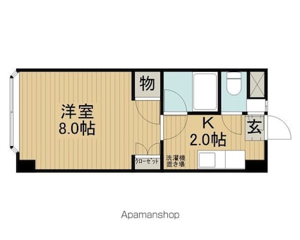 ガーデンオルヴィエート[1K/26m2]の間取図