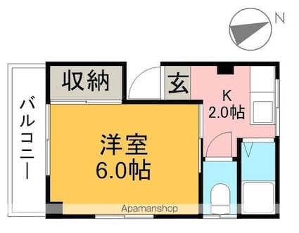 コーポラス若松[1K/20m2]の間取図