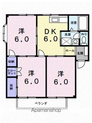 シティハイツ沖[3DK/50.16m2]の間取図
