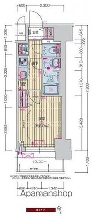 プレサンスＴＨＥ大須観音[1K/22.62m2]の間取図